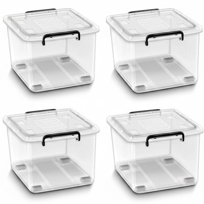 Úložné boxy s víkem TILLVEX, sada 4 ks, 88l, průhledné - A