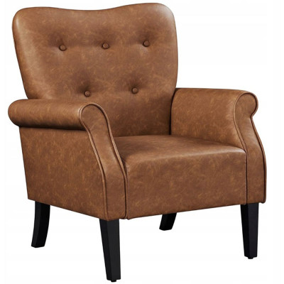 Křeslo 614141 retro brown, ekokůže, hnědé - A