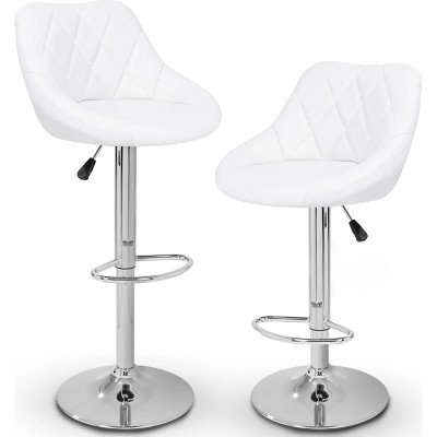 Sada 2 barových židlí, nastavení výšky sedáku 60 - 80 cm, bílé - B