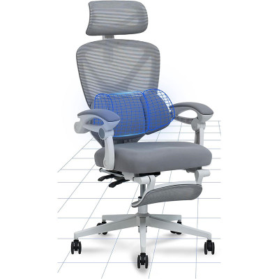 Ergonomická kancelářská židle OC4WG, sklápění 135°, šedo/bílá - B