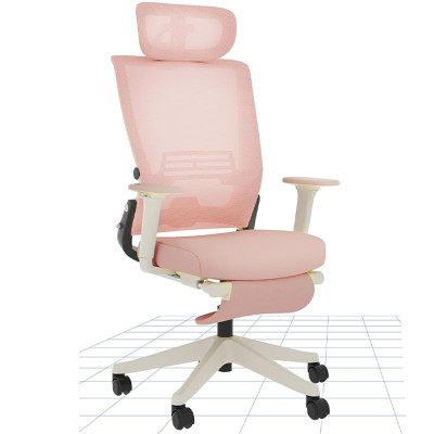 Ergonomická kancelářská židle OS1P, 3D nastavitelná opěrka hlavy, růžová - A