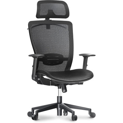 Ergonomická kancelářská židle OC3B-EU, bederní opěrka, tmavě černá - A