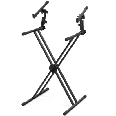2cestný stojan na klávesy s dvojitým X, nastavení výšky od 45 do 120 cm, černý - B