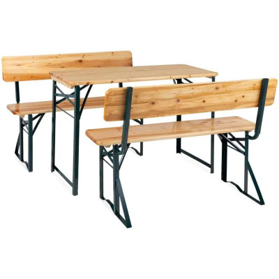 3dílný zahradní set BBDL-119, 119 cm, přírodní - B