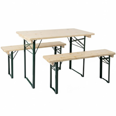 3dílný zahradní set BBEU-110, 110 cm, přírodní - B