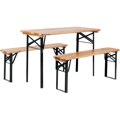3dílný zahradní set BB-117, 117 cm, přírodní - B