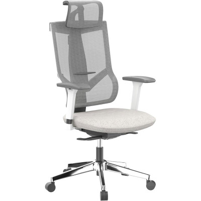 Ergonomická kancelářská židle BS6G, síťované opěradlo s 3D područkami, šedá - B