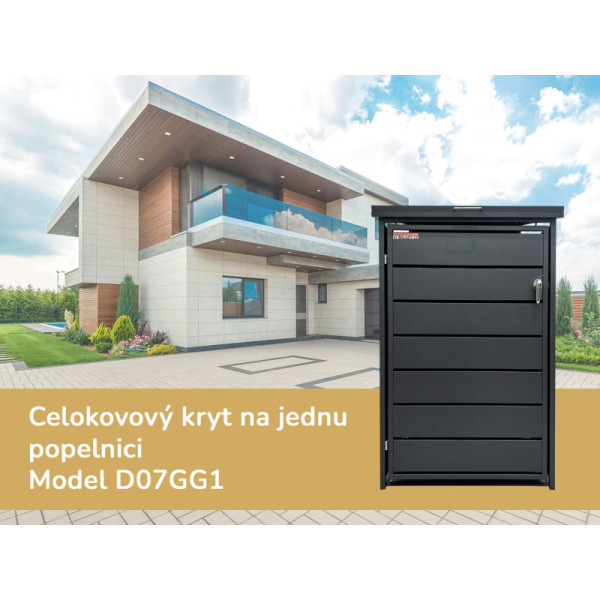 Přístřešek na popelnici D07GG1, celokovový kryt, moderní, antracit