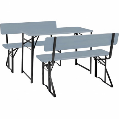 Zahradní set BBDL-119, 1 stůl a 2 lavice, délka 119 cm, šedá - B