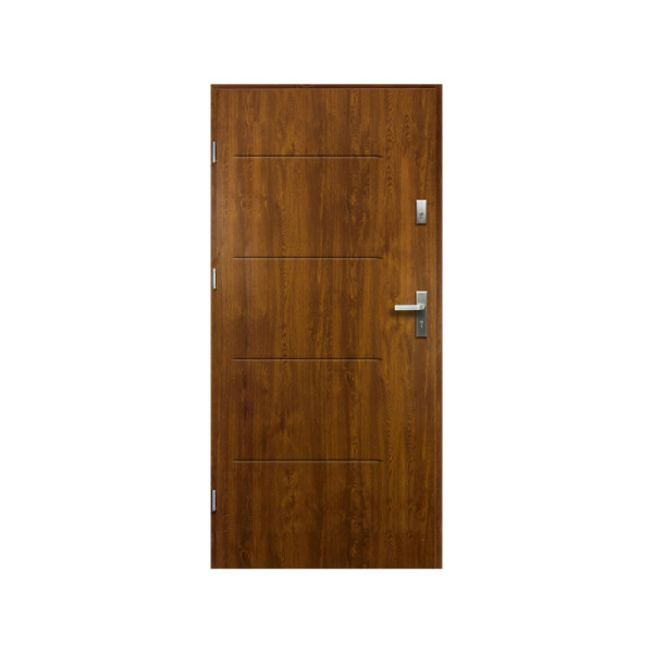Vchodové dveře Tytan 90 L, vč. zárubně: 1000 x 2070 mm, ocel, levé, dub zlatý, plné - B