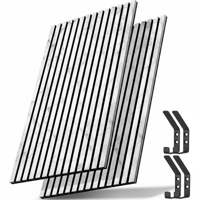 2 kusy akustických dřevěných panelů, 120 × 60 cm, šedé - B