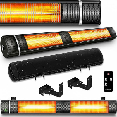 Infračervený ohřívač s dálkovým ovládáním a krytem, 3000 W, černý - A