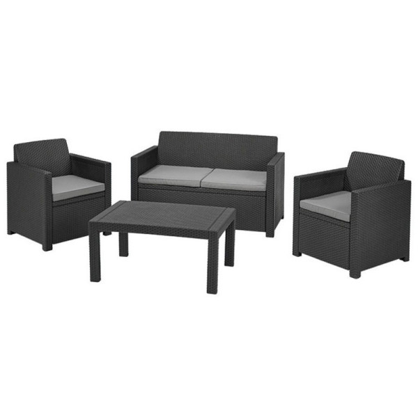 Zahradní set nábytku Merano, 4ks, syntetická pryskyřice, grafit