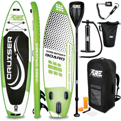 Surfovací paddleboard, nafukovací, 380 cm, černo/zelený - B