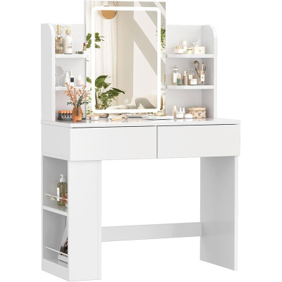 Toaletní stolek s LED osvětlením G-VN24-0501-2, 90 x 40 cm, bílý - A