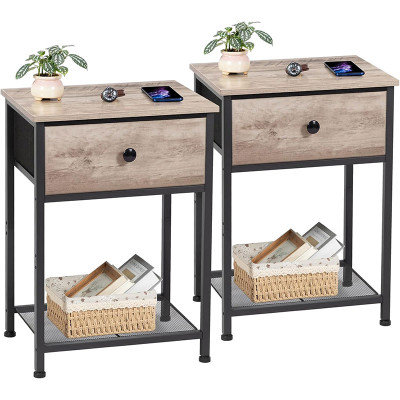 Noční stolek ETET03SDGY, sada 2 kusů, 39,3 x 29,8 x 53,4 cm - N