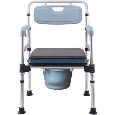 Toaletní židle pro seniory CST2068, nosnost do 190 kg, modro/stříbrná - A