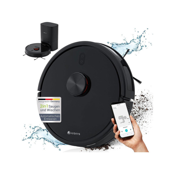 Vakuový robot EcoTrek M300 300409, sací stanice, funkce stírání, laserová navigace LDS, ovládání aplikací, černý - A
