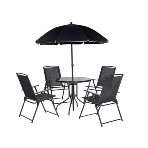Set zahradního nábytku Patio, set do zahrady nebo na terasu, 6-ti dílný set, antracit - B