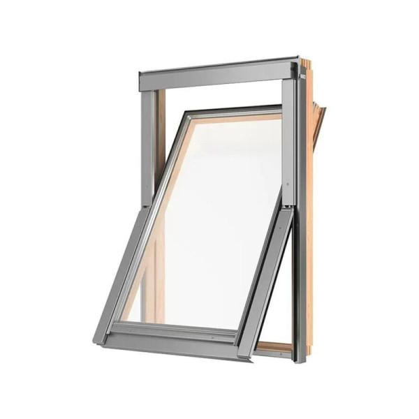 Bezpečné střešní okno Basic Safe, dřevěný, tepelná izolace, dvojité zasklení, 55 x 98 cm - A