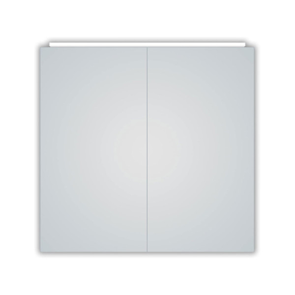 Koupelnová skříňka Aluminio Vegas, LED, zrcadlová skříňka, 2 skleněné police, páčkový vypínač, 70 x 50 cm, bílá - B