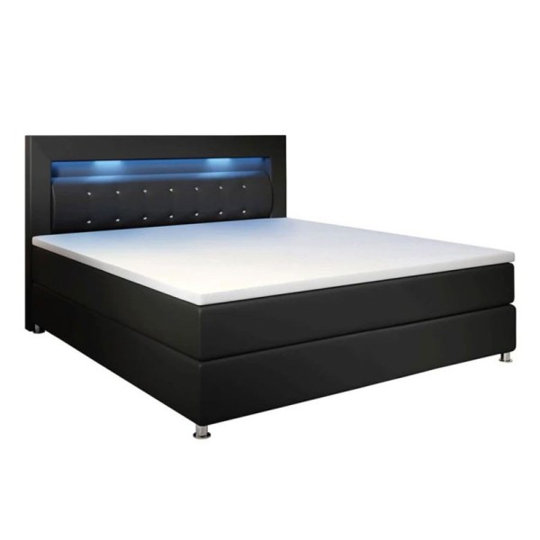 Čalouněná postel Montana 29046, umělá kůže, rám postele s pružinovou matrací, topperem a LED osvětlením, 120 x 200 cm - A