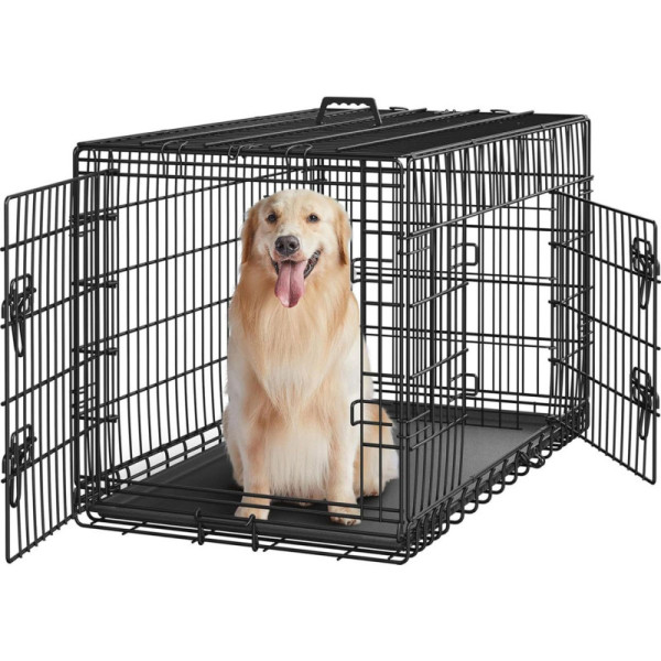 Přepravní box pro psy 614627 black, psí přepravka, s přepážkou pro štěně, černý - B
