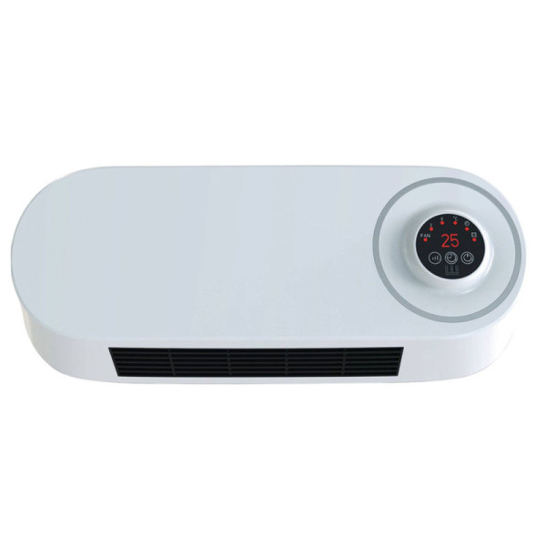 Nástěnný elektrický ventilátorový ohřívač, dálkový ovladač, IP22, do 20 m2, funkce ventilace, bílý