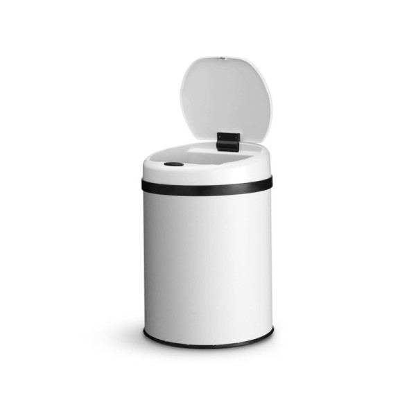 Automatický odpadkový koš 300621, pro bezkontaktní likvidaci odpadků, kulatý, bílý, se senzorem, 30 l - A