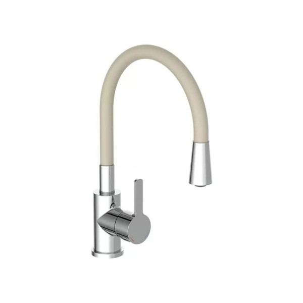 Dřezová baterie Flexo, lesklá, béžová, otáčení: 360°, výška: 33,2 cm - A