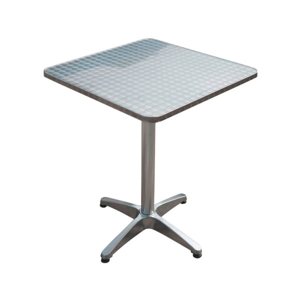 Bistro stolek 950364, hliník, stříbrný, 60 x 60 x 70/110 cm - B