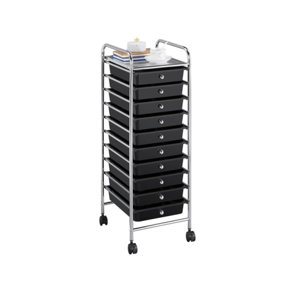Úložný box 592112 black, 10-zásuvkový, s uzamykatelnými kolečky, pojízdný - A