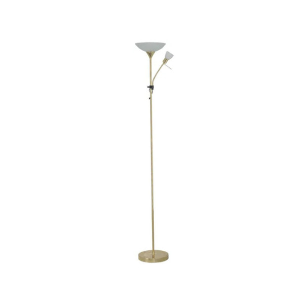 Stojací lampa Gustav, E27, 2v1, kovová, stabilní, odolná, zlatá - B