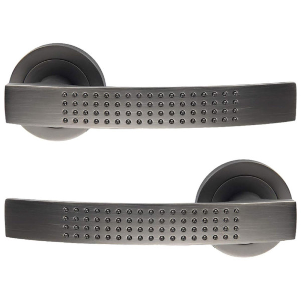 2 dveřní kování Louna, rozetové kování, průměr 50 mm, hliník, tmavě šedý mat