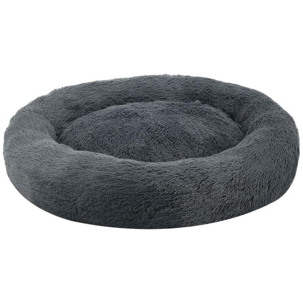 Pelíšek pro psy Monty 26576, kulatý, měkký, nadýchaný, protiskluzový a pratelný, šedý, 100 cm - A