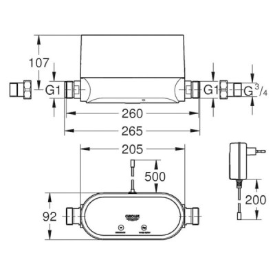 Inteligentní centrální jednotka s uzávěrem přívodu vody GROHE Sense Water Control Guard (22500LN0) - A Inteligentní centrální jednotka s uzávěrem přívodu vody GROHE Sense Water Control Guard (22500LN0) - A