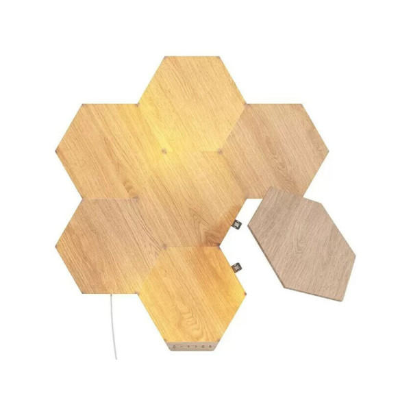Modulární panely Starter Kit Elements Hexagons, 7 ks, 42 W, vzhled dřeva, vícebarevné, šestiúhelníky, kompatibilní se Smar...