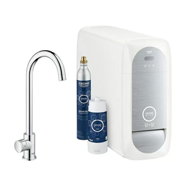 Kuchyňská baterie GROHE Blue Home Mono, stojanový ventil, C-výtok, chrom, funkce baterie: provzdušňování