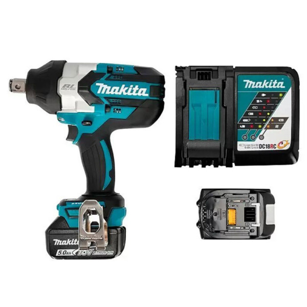 Akumulátorový rázový utahovák MAKITA LXT 18V TW1001RTJ, 18 V, 2 baterie, 5 Ah, 1 700 Nm