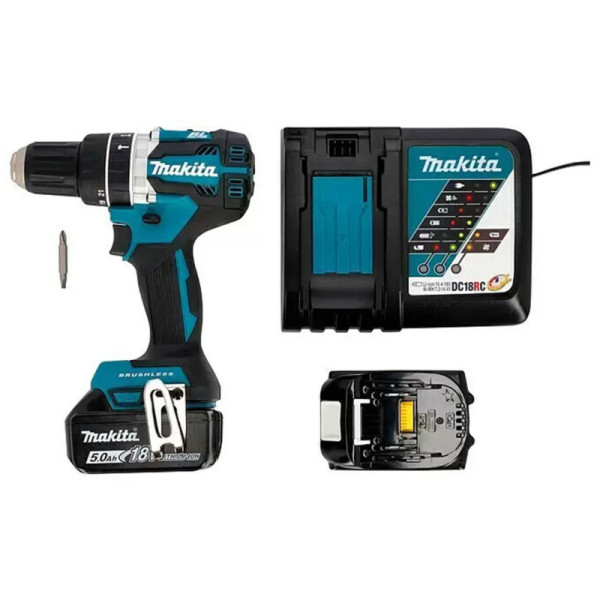 Akumulátorová příklepová vrtačka MAKITA LXT DHP484RTJ, 18 V, 2 baterie, 5 Ah, 54 Nm - B