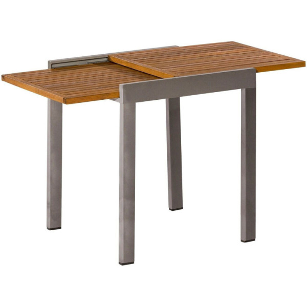 Rozkládací balkonový stůl 22027-209, hliníkový rám grafit s akáciovým dřevem, 65/130 x 65 cm - B
