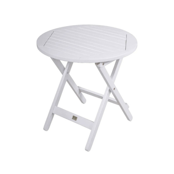Zahradní stůl Mesa, bílý, odkládací, z eukalyptového dřeva, kulatý, ø 50 cm - A
