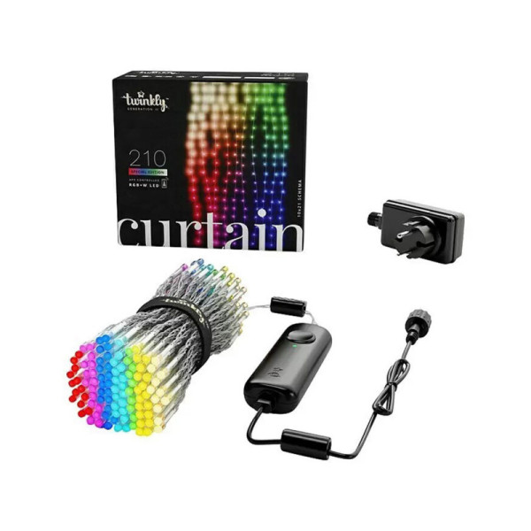 Světelný závěs LED, třpytivý, venkovní, 2,1 m, RGB, 210 ks, napájení ze sítě - A