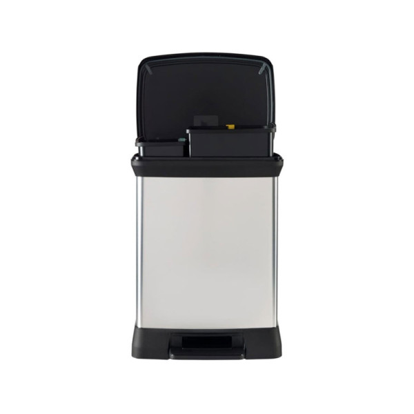 Pedálový koš Deco Bin Metallics Duo, 30 l, kov, černá/stříbrná - A