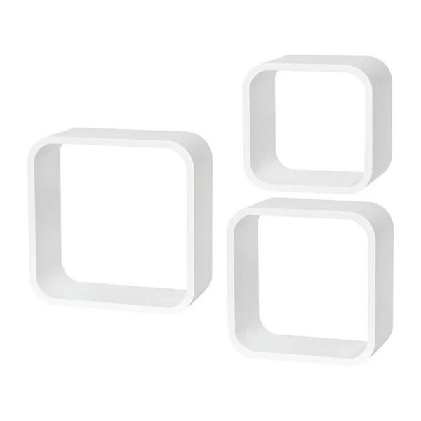 Sada nástěnných polic Cube, 3 ks, bílá, nosnost: 15 kg - B